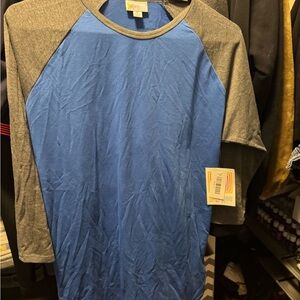 LuLaRoe Blue and Gray Long Sleeve Tee